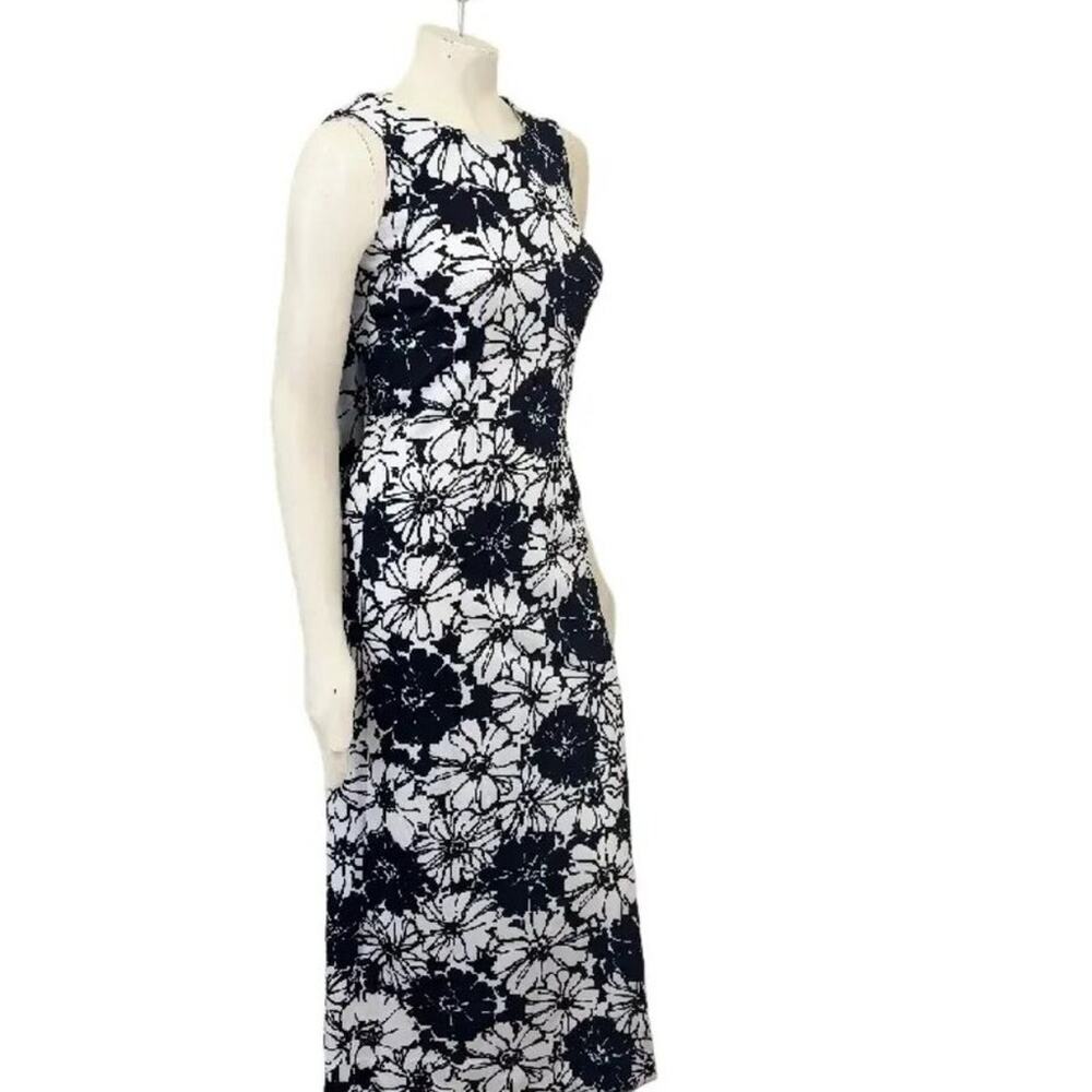 VTG 60s Retro Florals Sleeveless Maxi Dress  Black & White  Evening Formal  SZ S